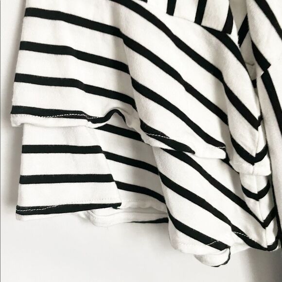 🟢Skies Are Blue Striped V-neck Top Ruffle Sleeves S - Picture 4 of 7